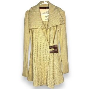 Anthropologie Angel Of The North Cardigan Large Ivory Buckled  Boho Size Small